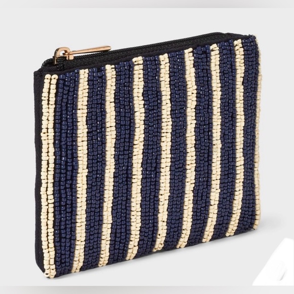 Beaded Striped Zip Pouch - A New Day™
White/Blue NWOT - Picture 1 of 7